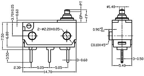 G3P00A3微动开关尺寸