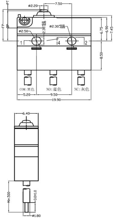 防水微动开关-G9E00W1尺寸